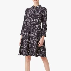 HOBBS LONDON Emberly Dress In Navy Buttercream back tie Sz 14